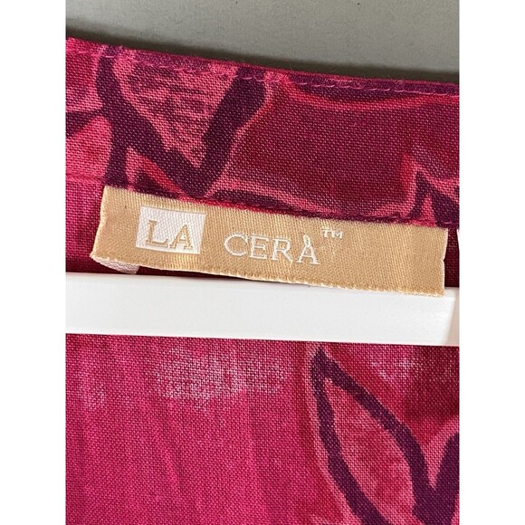 La Cera Midi House Dress 2X Floral Rayon Button Detail Side Slit Artsy Relaxed - Picture 4 of 12